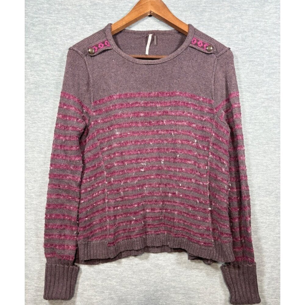 Free People Sweater Womens S Striped Wool Angora Blend Casual